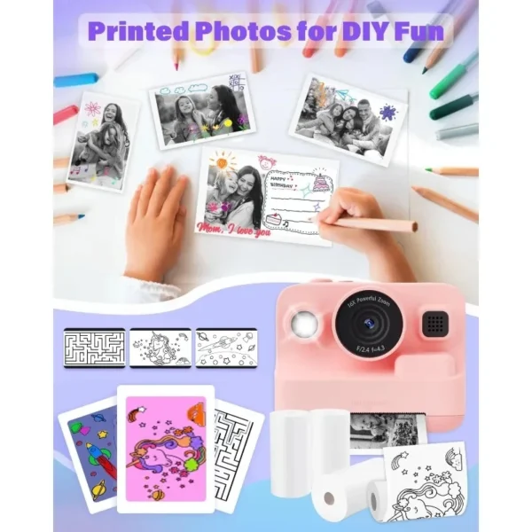 Recarga de impressão instantânea para câmera infantil, impressão térmica, sem BPA, branco, não adesivo, rolos de impressão fotográfica, 57x25mm - Imagem 4