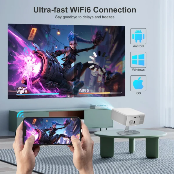 P92 Max Home Projetor 1080P FHD Dual Band WIFI BT 5.2 Android 13.0 com suporte de ajuste de 180 ̊ Smart Beamer Certificado Netflix - Imagem 10