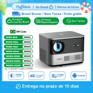 ThundeaL TDA6 Projetor Full HD 1080P 2K 4K Vídeo Home Theater Foco Automático 5G WiFi Projetor Android TDA6W 3D Projetor Portátil