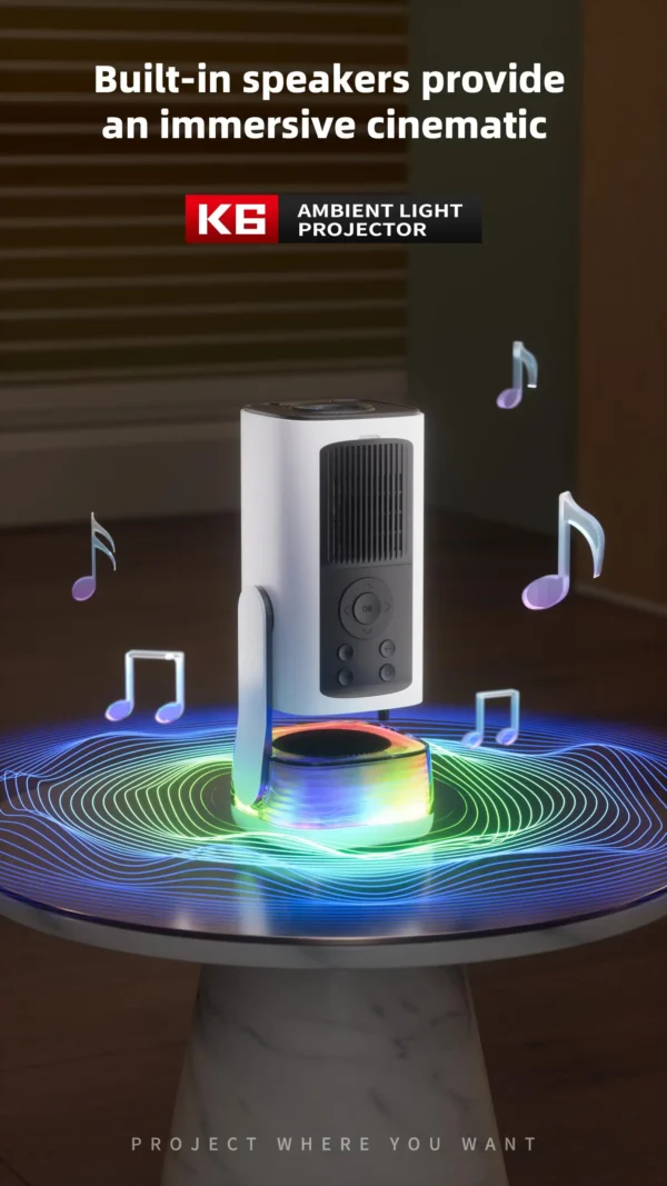 Yinzam K6 Mini Projetor Nativo 1080P Max 4K Projetor Inteligente com Luzes Coloridas Avançadas Android 13 Alto-falante Embutido Max 150 polegadas - Imagem 2