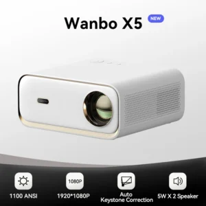 Projetor Wanbo X5 4K 1080P 20000 Lumens 1100ANSI Android 9.0 Dual Band Wifi 6 Projetor Office Home Theater Beamer Projetor