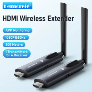 Lemorele 5G 200M Transmissor e Receptor HDMI Sem Fio Reunião Transmissor Bluetooth Áudio para Laptop TV Projetor Monitor Veio