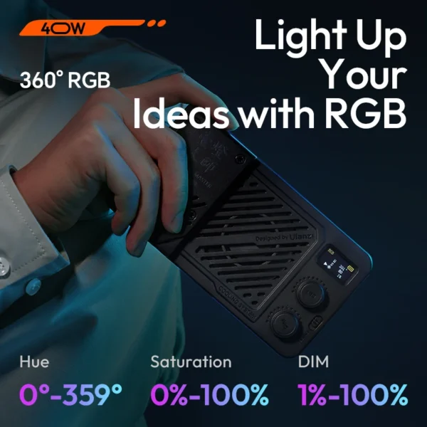 Ulanzi P40 RGB / P40 Bi 40W Luz de vídeo portátil com ventilador de resfriamento para fotografia Vlog ao vivo - Imagem 2