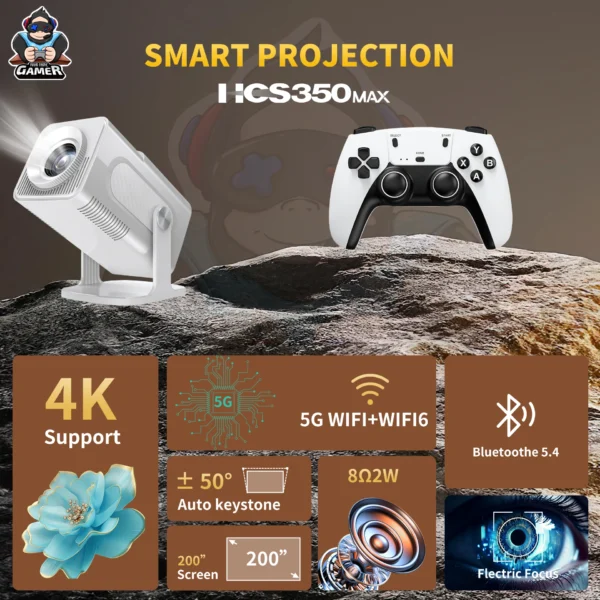 Salange HCS350 Pro Projetor de jogos Mini rotação livremente Beamer para Xiaomi IOS Android Phone compatível com PSP PS1 GBA Simulator - Imagem 2