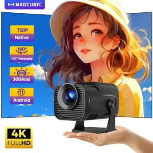 Magcubic HY320 Mini Projetor Recentemente Nativo 720P Android 11 4K 300ANSI Wifi6 BT5.0 Cinema Ao Ar Livre Portátil 180 ° Projetor giratório