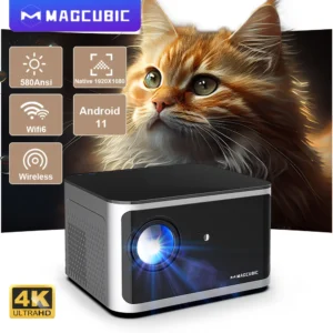 Magcubic-Android 11 4K Projetor Inteligente, 580ANSI, 1920*1080p, Full HD, WiFi 6, BT5.0, Allwinner H713, Controle de Voz, Home Cinema Teatro
