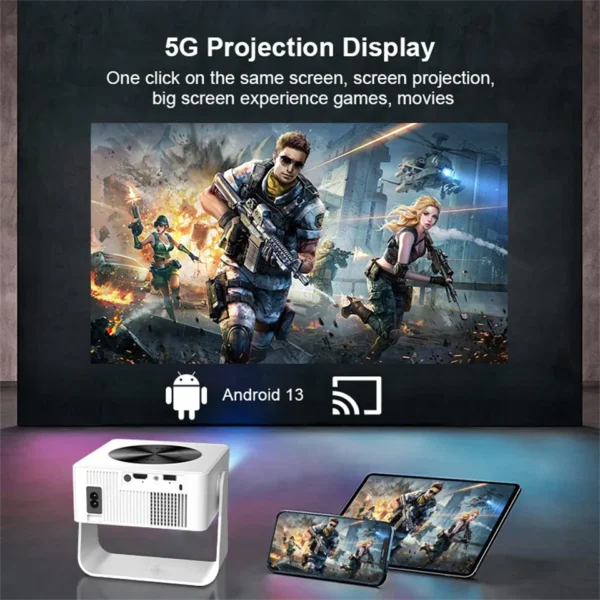 Projetor 4k t1pro kaiaqua recentemente 250 ansi android 13 banda dupla wifi6 bt5.0 auto keystone portátil ao ar livre projetor de cinema em casa - Imagem 3