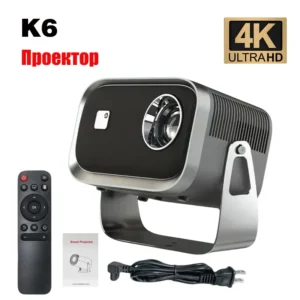 Projetor Pan-Tilt K6, pequeno projetor de home theater portátil inteligente de alta definição 1080P