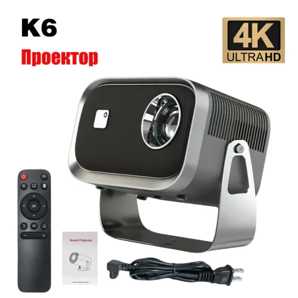 Projetor Pan-Tilt K6, pequeno projetor de home theater portátil inteligente de alta definição 1080P