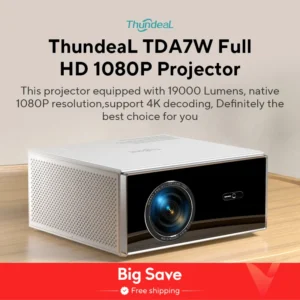 ThundeaL-Projetor de feixe de Home Theater TDA7 para reunião ao ar livre, Full HD 1080P, 2G 32G, Android 13, WiFi 6, 2K, 4K, 1080P,projetor 4k portátil projetor home theater