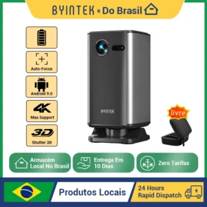 BYINTEK P70X Mini Projeto 4K Portátil com Bateria Embutida Suporte 3D Wifi para Filmes Ao Ar Livre Noite Projetores de Home Theater