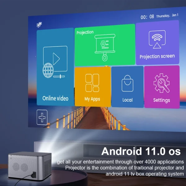 Magcubic-Android 11 4K Projetor Inteligente, 580ANSI, 1920*1080p, Full HD, WiFi 6, BT5.0, Allwinner H713, Controle de Voz, Home Cinema Teatro - Imagem 3