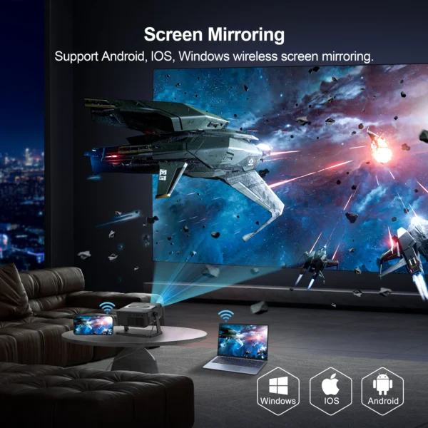 Salange ha109 mini projetor android11 wifi6 bt5.0 280 ansi 720p smart home theater tv smartphone para 1080p 4k vídeo cinema em casa - Imagem 4