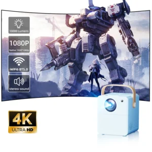 Projetor doméstico 4K HD suporta conexão WiFi 5G a telefones celulares e computadores, sistema Android integrado adequado para casa/exterior
