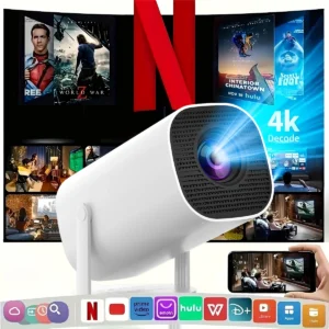 Projetor HY300 Pro suporta 1080P 4k WiFi6 sem fio adequado para telefones celulares, notebooks, projetores de home theater