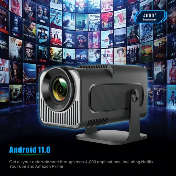 Hy320mini projetor portátil android 11.0 wifi6 bt5.0 nativo 720p 180 ̊ projeção ajustável h713 inteligente 200 ansi projetor ao ar livre - Imagem 3