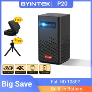 BYINTEK P20 3D 4K Cinema 1080P Smart Android Wifi LED DLP Home Theater Mini projetor portátil ao ar livre com bateria