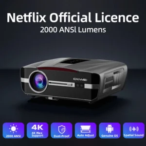 Projetor 4k completo hd1080p 2000 ânis lumens netflix licenciado projetor de cinema em casa foco automático dolby vídeo projetor portátil novo