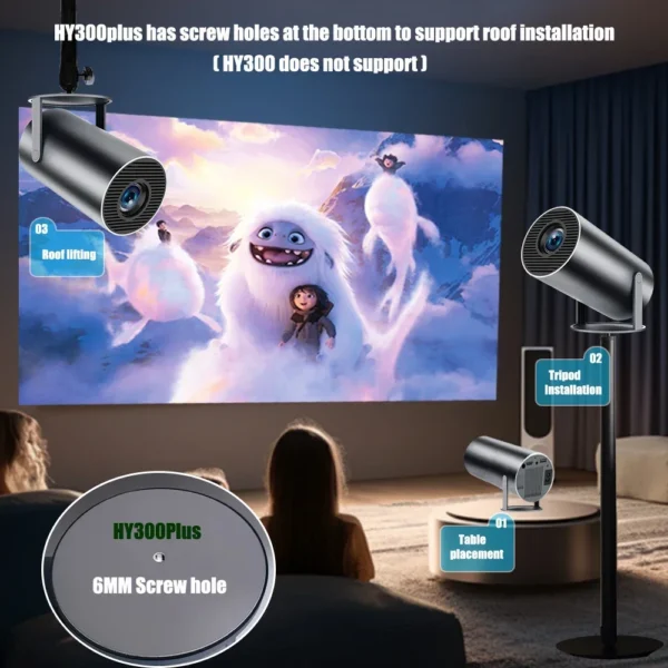 Ditong hy300 plus projetor 4k android 1080p 1280*720p full hd home theater vídeo mini projetor led para filmes versão atualizada - Imagem 3