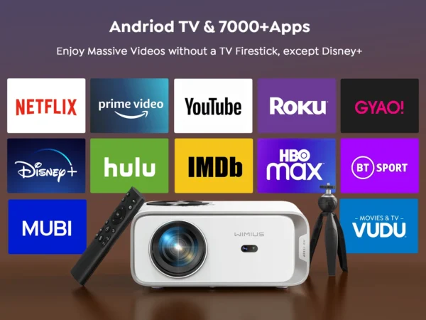 Projetor Wimius P63 Nativo 1080P 1000ANSI Android 9.0 Projetores WiFi 6 e 4P Keystone Projetor portátil para home theater - Imagem 2