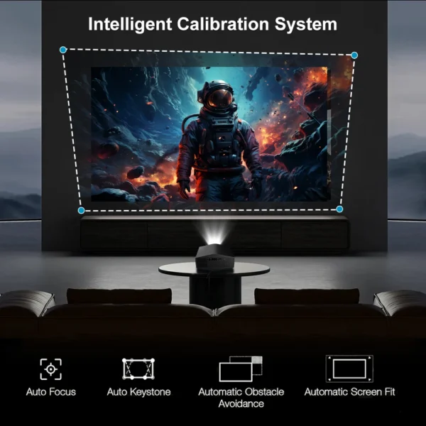 Everycom YG710W Projetor Full HD 1080P 4K Android 12 WiFi 6 Projetores de home theater com foco automático Projetor de vídeo para reuniões de filmes - Imagem 4