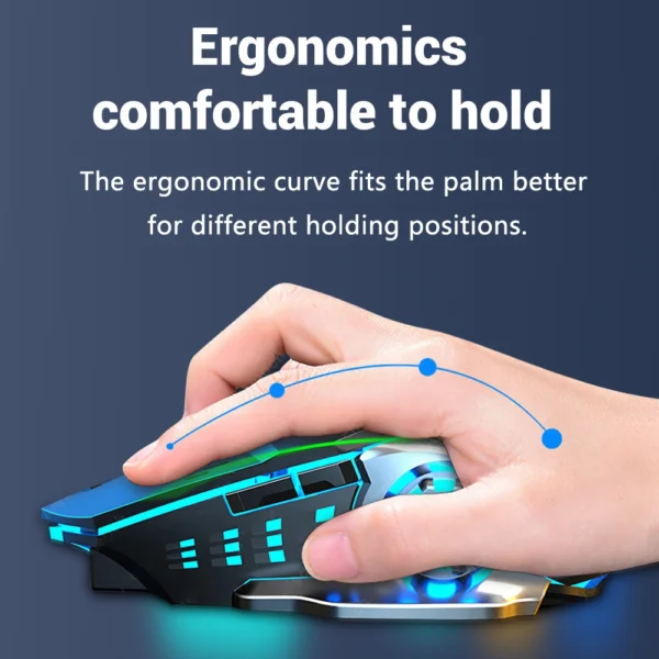 Mouse Gamer Sem Fio Recarregável - Silencioso, Bluetooth/2.4G/USB, Retroiluminação Mecânica para PC - Imagem 4