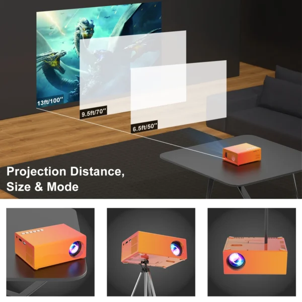 Salange j9c projetor inteligente android9 home theater wifi suporte banco de potência do telefone móvel 720p atualização filme ao ar livre yg300 crianças presente - Imagem 4