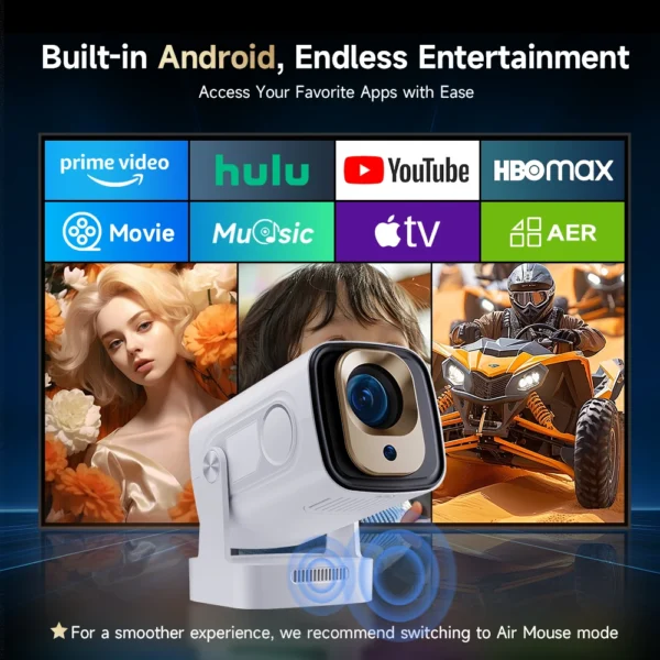 Magcubic HY310 Projetor 4K Suportado 1080P Android 11 Foco Automático 330 ANSI WiFi6 BT5.4 Air Mouse Controle de Voz Portátil Casa - Imagem 5