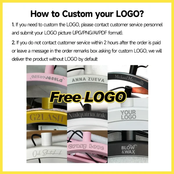 Novo logotipo personalizado 2025 16 polegadas 24w salão de beleza mesa de unhas cama facial lâmpada clip-on com meia lua led lash extensão manicure lâmpada - Imagem 2