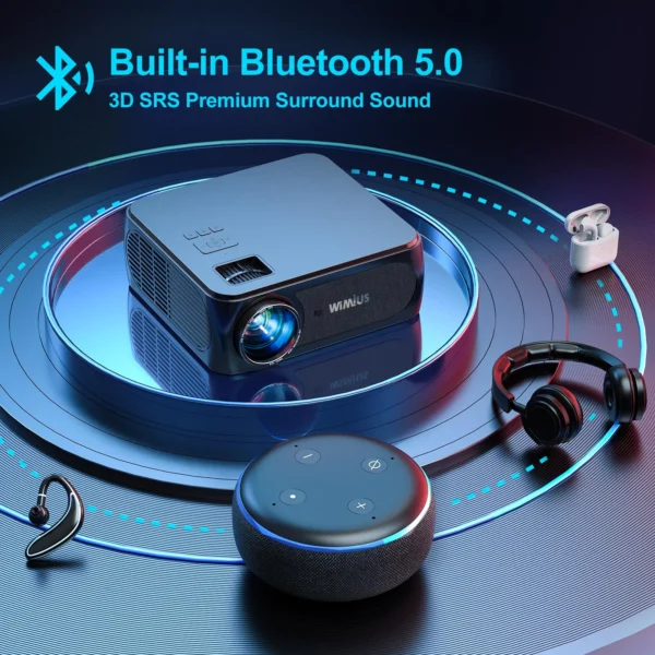 Projetores Wimius K8 4K, 5G, Wi-Fi, Bluetooth, Full HD, 1080p, 15000 Contraste, 4P, 4D Keystone, Vídeo ao ar livre - Imagem 5