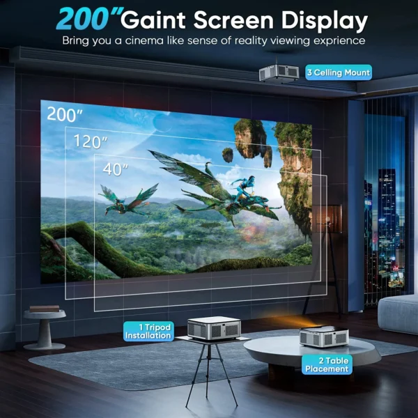 Goojodoq-full hd 1080p levou projetor, 4k, 8k, 700ansi, 15500lumens, android, wi-fi, vídeo, home theater, cinema - Imagem 2