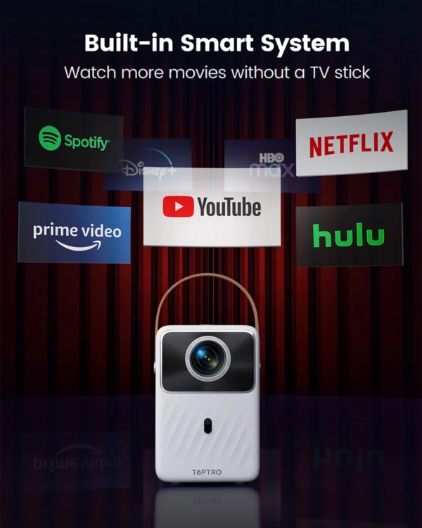 TOPTRO B1 Projetor Portátil Full HD 1080P Suporte 400ANSI Android 9.0 Projetor Auto Keystone e Foco Elétrico Bateria Embutida - Imagem 6