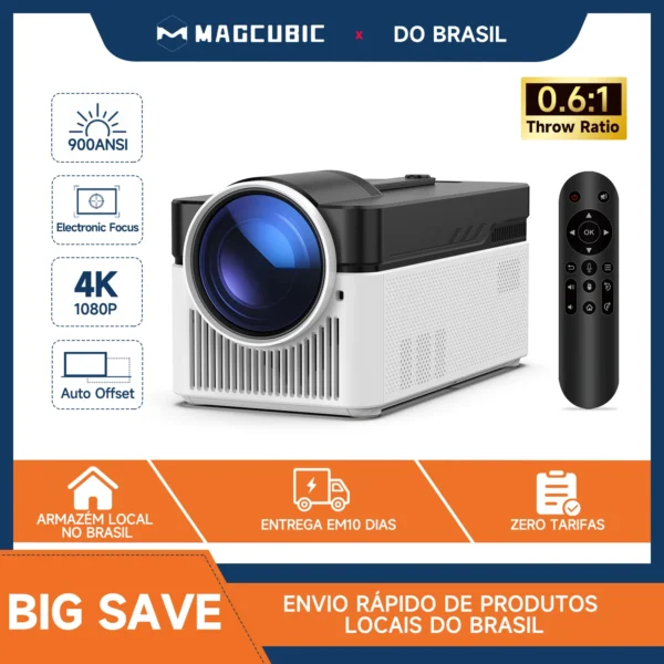 Magcubic 900ansi curto lance novo projetor hy450 ultra com deslocamento automático 1080p 8k foco elétrico wifi6 bt5.4 allwinner h716 voz