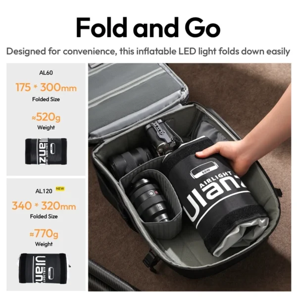 Ulanzi AL60 Luz LED inflável 2700K-6500K Luz de ar macio bicolor com alça Controle de APP portátil para estúdio de fotografia - Imagem 2