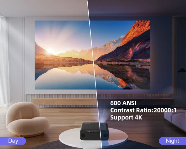 WiMiUS Auto Focus/4K Suporte Projetor Nativo 1080P com WiFi 6 e Bluetooth 5.2 600ANSI Projetor Doméstico Externo 6D Keystone - Imagem 2