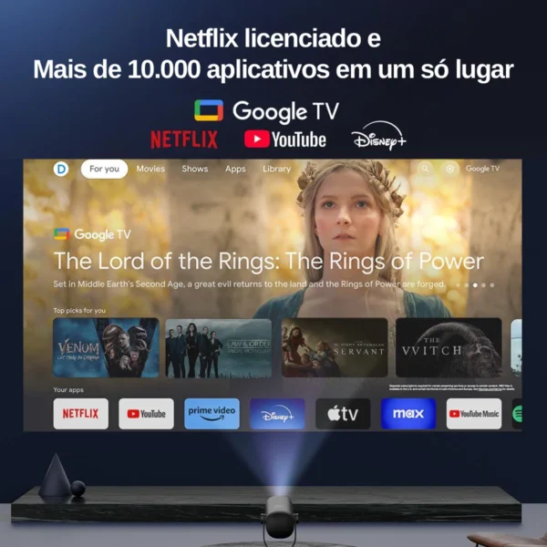BR Despacho Rápido Mini projetor portátil Dangbei Freedo 1080P HRD10 DLP 450 ISO Lumens Projetor Google TV com Netflix licenciado para projetor de entretenimento doméstico, Frete Grátis e Sem Impostos - Imagem 6
