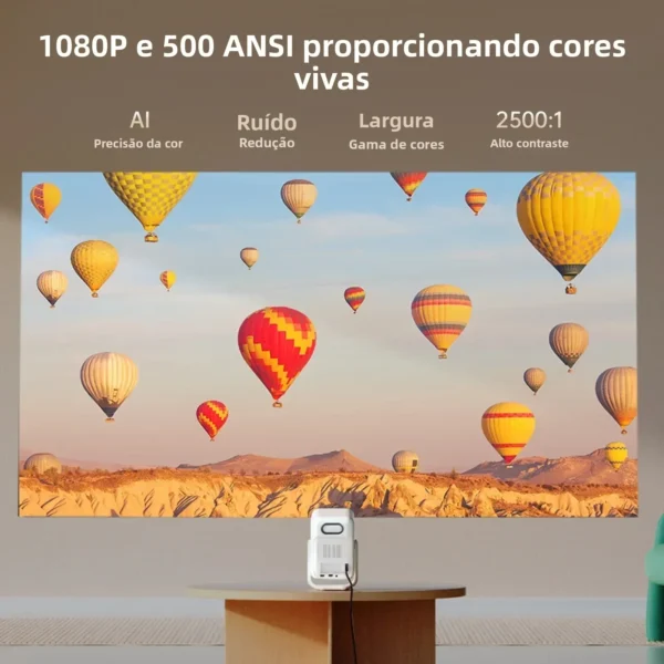 Projetor Wanbo T2 Ultra Andorid TV11.0 1080P com suporte para projetor 4K 500Ansi 120 ° Projetor inteligente com feixe doméstico portátil giratório - Imagem 4