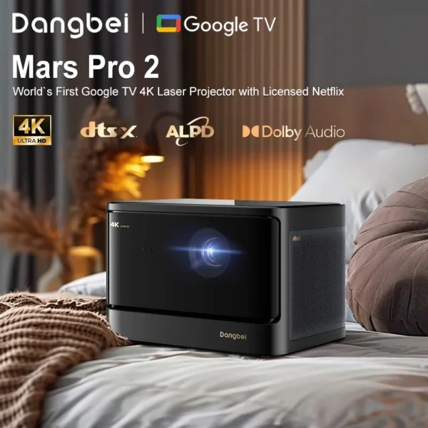 Dangbei DBOX02 Mars Pro 2 4K Projetor 2450 Lumens ISO Projetor Laser com Licenciado Netflix Active 3D Wifi Smart TV Home Theater