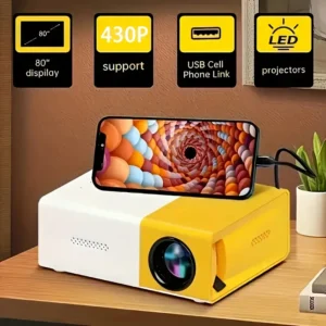 Mini Projetor - Portátil, Pronto para 3D, Design de Cubo Compacto, Perfeito para Home Theater ou Apresentações, Mini Projetor Portátil