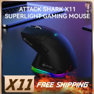 Conectividade de modo triplo Attack Shark X11, mouse Bluetooth PAW3311, doca de carregamento magnética sensível ao toque, mouse para jogos ultraleve