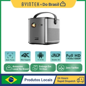 BYINTEK 4K 1080P Projetor U80 Max 3D Cinema Android 11.0 WiFi Mini Projetor DLP de vídeo portátil para home theater com bateria