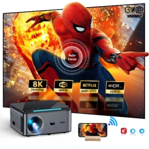XWBSY 1000ANSI Projetor Android 25000 Lumens 4K AutoFocus/Keystone Projetor de escritório Vídeo Home Theater Projetor portátil ao ar livre