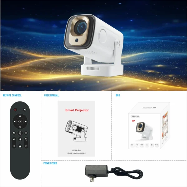 WOOPKER HY260 Pro Projetor Foco Automático Fornecido 4K Android 11 Wifi6 BT5.4 330 ANSI Assistente de Voz Portátil à Prova de Poeira Casa - Imagem 6