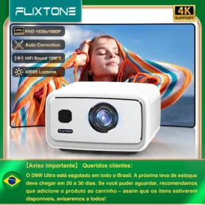 FlixTone D9W Ultra 3000 ANSI Full HD 1080P Projetor para filmes Android WiFi 6 Projetor de feixe de home theater para vídeo ao ar livre projetores no brasil