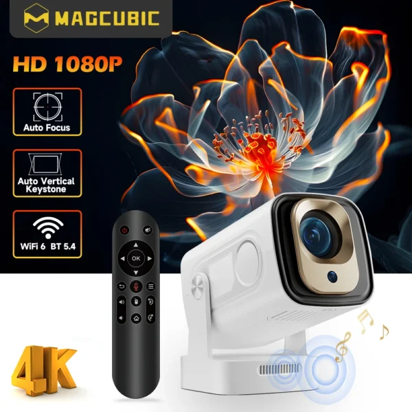 Magcubic hy310 mini projetor foco automático 4k nativo 1080p 330ansi android11 5w alto-falante air mouse assistente de voz atualizado hy300