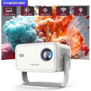 Magcubic 650ANSI L018 4K Projetor Portátil Nativo 1080P Foco Automático Correção Keystone Android 11 BT5.2 WIFI6 360 ° Cinema em casa