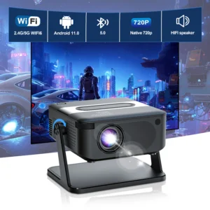 Salange ha109 mini projetor android11 wifi6 bt5.0 280 ansi 720p smart home theater tv smartphone para 1080p 4k vídeo cinema em casa