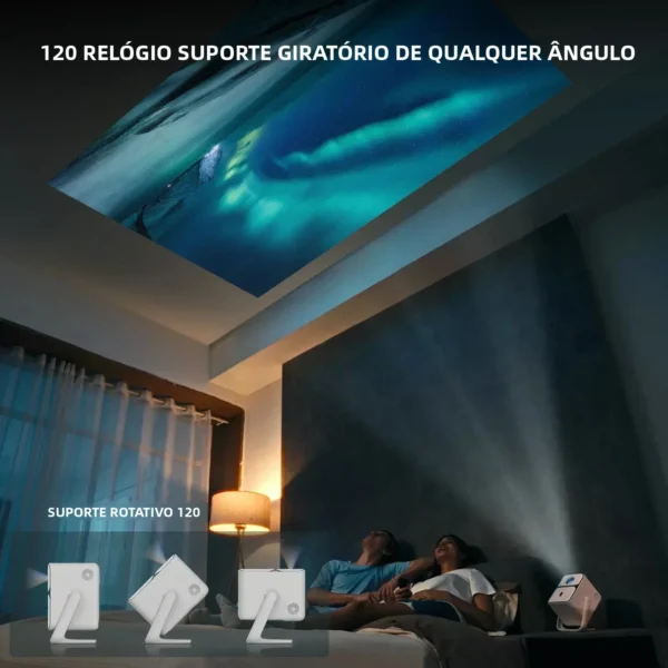 Projetor Wanbo T2 Ultra Andorid TV11.0 1080P com suporte para projetor 4K 500Ansi 120 ° Projetor inteligente com feixe doméstico portátil giratório - Imagem 3