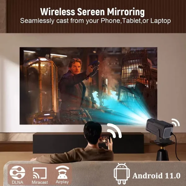 Projetor 4K Full HD HY320 KaiAqua WiFi6 250 ANSI Lumen Auto Keystone Correction Bluetooth 5.1 Dispositivo de Home Theater Projetor LED - Imagem 4