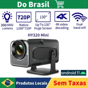 Salange HY320 MINI Android 11.0 Projetor LED Beamer Home Cinema 300ANSI 720P WIFI Smart TV HD 1080P 4K Filme Enviar do Brasil